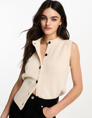 InWear pethra knitted button down sleeveless vest in cream In Wear