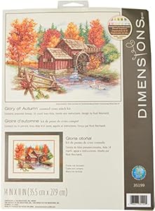 Dimensions 'Glory of Autumn' Seasonal Counted Cross Stitch Kit, Ivory Aida, 14" x 11", 14 Count Dimensions