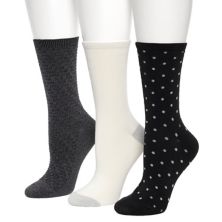 Женские носки Cuddl Duds® с плюшевым наполнителем, комплект из 3 мини-носков диагонального переплетения в горошек Cuddl Duds