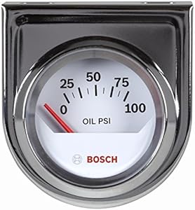 Actron Bosch SP0F000041 Style Line 2" Electrical Oil Pressure Gauge (White Dial Face, Chrome Bezel) Bosch