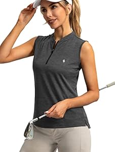 SANTINY Women's Sleeveless Golf Shirt Zip Up Tennis Lightweight Quick Dry Tank Tops Polo Shirts for Women Santiny