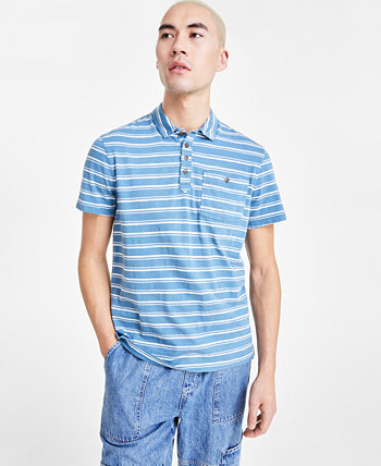 Men's Short Sleeve Striped Pocket Polo Shirt, Created for Macy's Sun & Stone