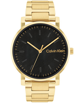 Мужские часы с 3 стрелками из нержавеющей стали с золотым браслетом, 43 мм Calvin Klein