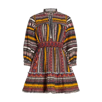 Claire Ikat Ruffled Minidress Figue