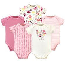 Touched by Nature Baby Girl Organic Cotton Bodysuits 5pk, Botanical Touched by Nature