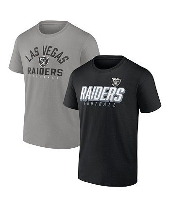 Мужской комплект футболок черного и серебристого цвета Las Vegas Raiders Player Pack Fanatics