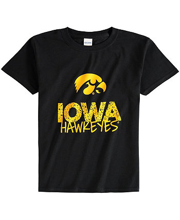 Boys Youth Black Iowa Hawkeyes Crew Neck T-shirt Two Feet Ahead