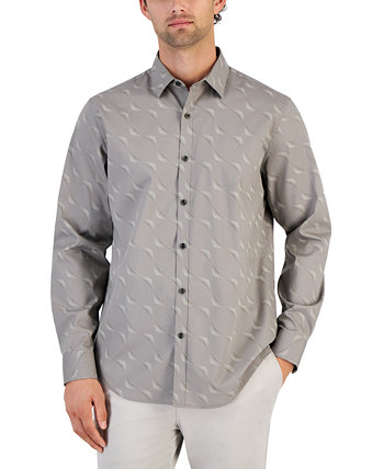 Мужская рубашка на пуговицах с длинными рукавами и принтом в горошек, созданная для Macy's Alfani