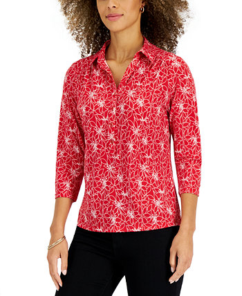 Женская футболка-поло с принтом Delicate Petals, созданная для Macy's Charter Club