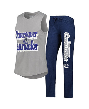 Женский комплект для сна: топ-майка и брюки Heather Grey, Heather Navy Vancouver Canucks Meter Muscle Concepts Sport
