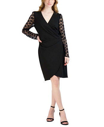 Женское платье-кроссовер с кружевными рукавами Donna Ricco
