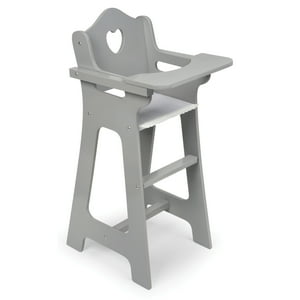 Badger Basket Doll High Chair Pretend Feeding Seat for 18 inch Dolls - Gray Badger Basket