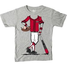 Youth Wes & Willy Gray Georgia Bulldogs Baseball Player T-Shirt Wes & Willy