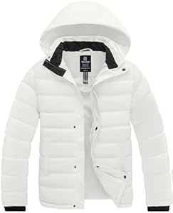 wantdo Men's Quilted Puffer Jacket Hooded Waterproof winter jacket Warm Puffer Coat Outwear Wantdo