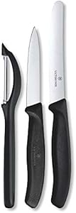 Victorinox Swiss Classic Set with Peeler, 3 Pieces Paring Knife, Set of 3, Black, 6.7113.31 Victorinox