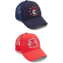 Patriotic Trucker Hats for Men, American Flag, Eagle (One Size, 2 Pack) Zodaca