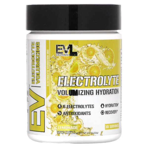 Electrolyte Volumizing Hydration, лимонад, 3,91 унции (111 г) EVLution Nutrition