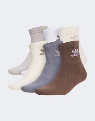 Набор из шести четвертных носков adidas Originals Trefoil нейтральных цветов Adidas