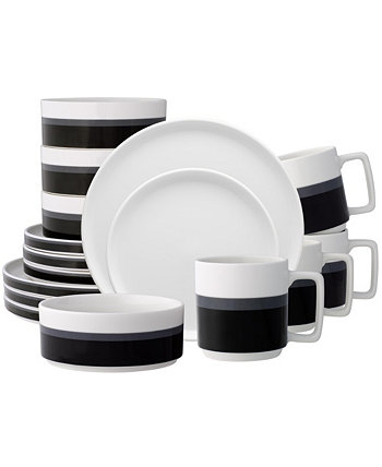 Набор столовой посуды Colorstax Stripe, 16 предметов, сервиз на 4 персоны Noritake