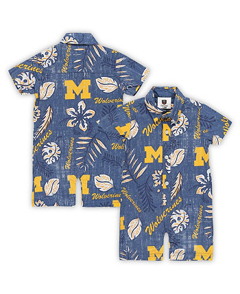 Wes Willy Infant Navy Michigan Wolverines Vintage-like Floral Romper Wes & Willy