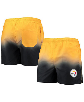 Мужские золотые, черные плавательные шорты Pittsburgh Steelers с эффектом погружения в краску FOCO