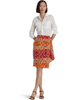 Миниатюрная юбка с запахом из хлопка и льна с геометрическим мотивом LAUREN Ralph Lauren