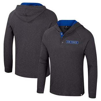 Men's Colosseum  Charcoal Air Force Falcons Dujour Ralgan Long Sleeve Henley Hoodie T-Shirt Colosseum