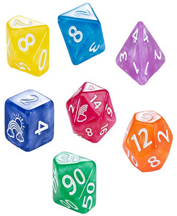 Mighty Tiny Dice Rainbow Bits, 7 частей кубиков для ролевых игр, кубики из смолы 12 мм, ролевые игры, индивидуальные логотипы на D20 и D6, радуга цветов в каждом наборе Gatekeeper
