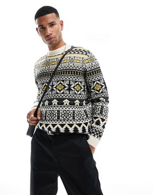 Рождественский вязаный свитер черного цвета с узором «фейрайл» ASOS DESIGN ASOS DESIGN