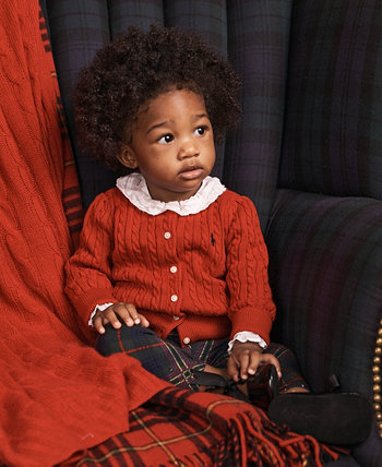 Кардиган из хлопка с короткими рукавами для маленьких девочек Ralph Lauren