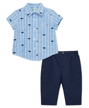 Комплект из рубашки и брюк с пуговицами спереди для маленьких мальчиков Little Me