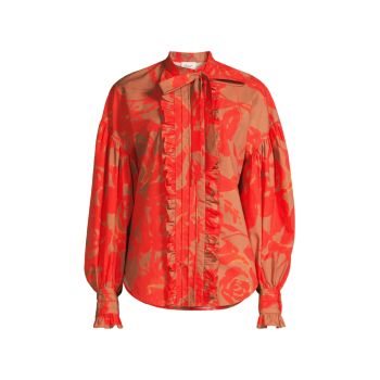 Ruffled Tieneck Blouse Hope for Flowers