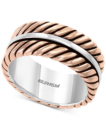 Мужское кольцо EFFY® с имитацией веревки, стерлинговое серебро и пластина из розового золота 18 карат EFFY Collection