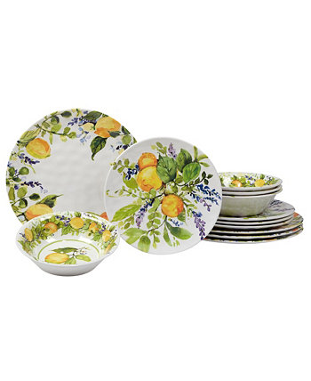 Сертифицированный набор столовой посуды из меламина из 12 предметов с цедрой лимона Certified International
