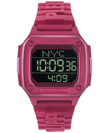 Цифровые часы Hyper Shock с розовым силиконовым ремешком 44 мм Philipp Plein