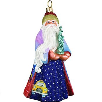 Joy To The World Glitterazzi New York Santa With Statue Of Liberty Polish Glass Ornament Joy to the World Collectibles