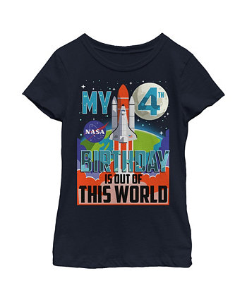 Girl's My 4th Birthday Is Out Of The World Poster  Child T-Shirt NASA