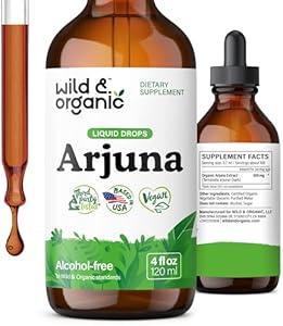 Wild & Organic Arjuna Bark Tincture - Overall Well-Being Supplement - Alcohol-Free Liquid Drops - Terminalia Arjuna Bark Extract - No Sugar & Additives, Non-GMO - 4 fl oz Wild & Organic