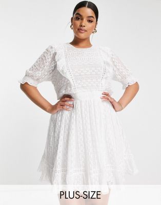 Ever New Curve lace mini dress in porcelain Ever New Curve
