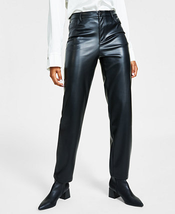 Женские брюки прямого кроя из искусственной кожи, созданные для Macy's Bar III