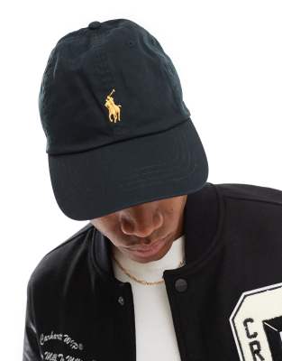 Бейсболка Polo Ralph Lauren с золотым логотипом из саржи в черном цвете Polo Ralph Lauren