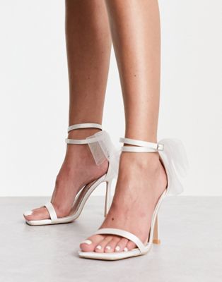 Be Mine Bridal Cynzia tulle bow detail sandals in ivory  Be Mine
