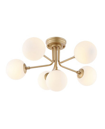 Olivier Parisian 24-дюймовый 6-ламповый глобус, современный промышленный утюг Bistro со светодиодной подсветкой, полузаподлицо, золотой JONATHAN Y