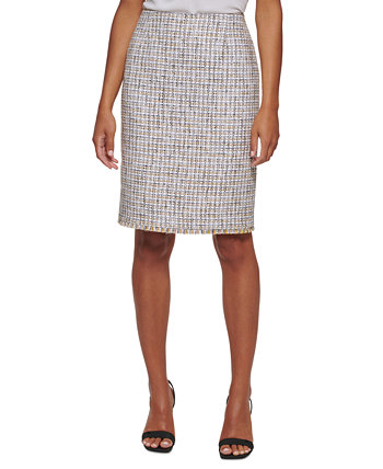 Миниатюрная твидовая юбка-карандаш до колен Calvin Klein