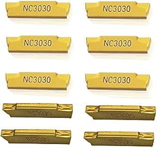 GBJ MGMN200-G 10pcs Tin Coated Carbide Grooving Inserts 2mm Wide Grooving Carbide Inserts Lathe Cutters for MGEHR/MGIVR Lathe Grooving Cut-Off Tool Lahdyfhoe