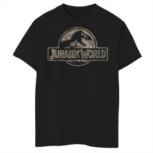 Камуфляжная футболка с логотипом T-Rex Fossil с графическим логотипом для мальчиков 8-20 Jurassic World Jurassic World