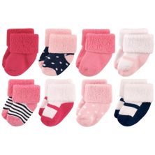 Luvable Friends Baby Girl Newborn and Baby Terry Socks, Navy Mary Jane Luvable Friends