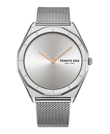 Мужские современные классические серебристые часы с сетчатым браслетом из нержавеющей стали 41 мм Kenneth Cole