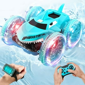 Kid Odyssey Remote Control Cars, Amphibious 4WD Gesture Sensing RC Stunt Car, 2.4 GHz 360° Rotating RC Drift Cars with LED Light, Toy Cars Gifts for Kids Boys Girls, Blue Kid Odyssey