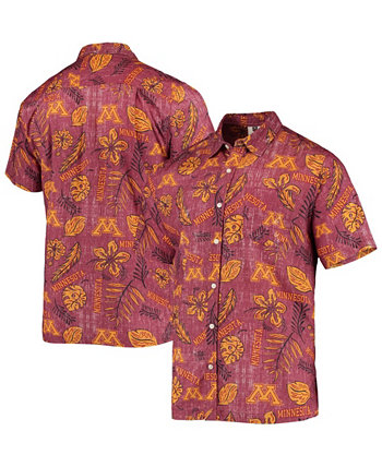 Мужская темно-бордовая рубашка на пуговицах с цветочным принтом Golden Gophers Minnesota Golden Gophers Wes & Willy